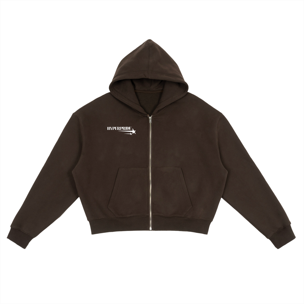 Brown Fleece Zip-Up Hoodie
