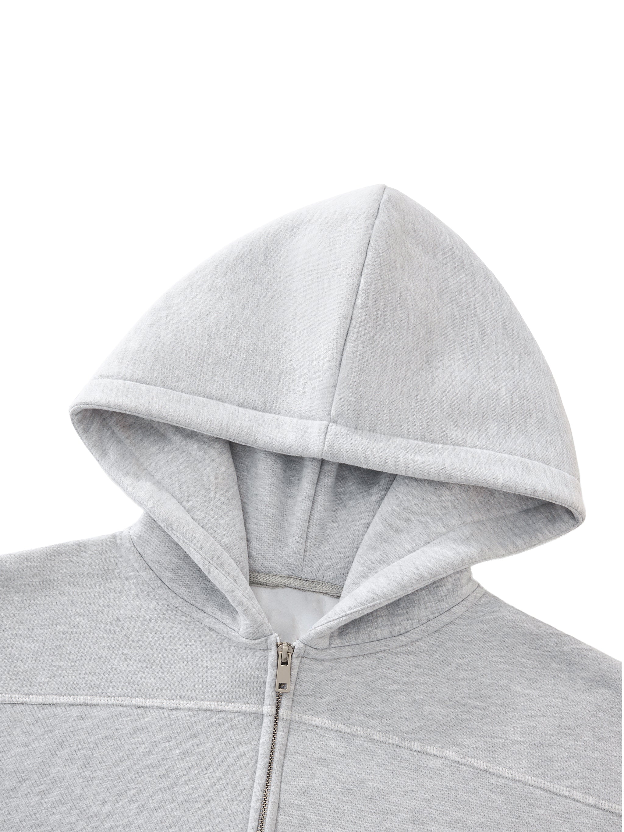 Contrast-Stitched Boxy Fleece Hoodie